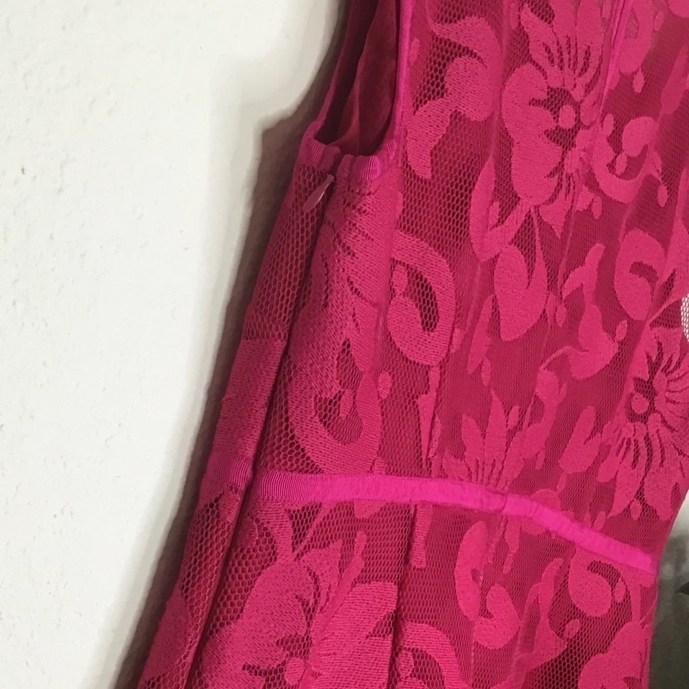 Laundry Pink Mesh Floral Pattern Sheath Dress